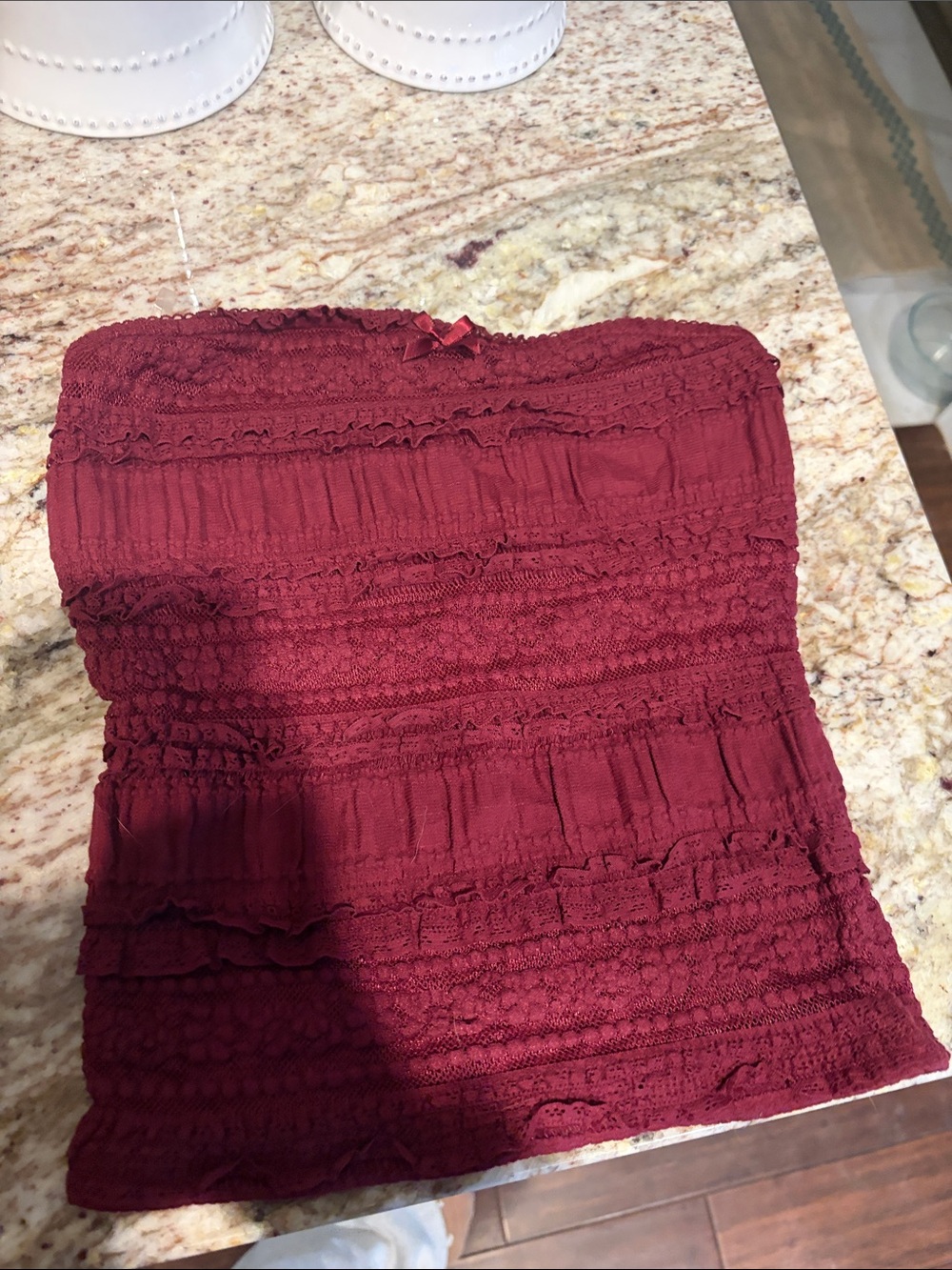 Aeropostale Burgundy Strapless Smocked Camisole